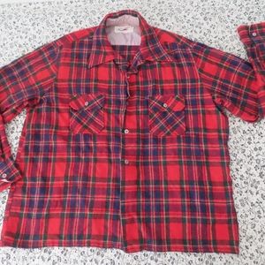 vintage rare road runner plaid flannel shirt 60s 70s made in korea no size READ!